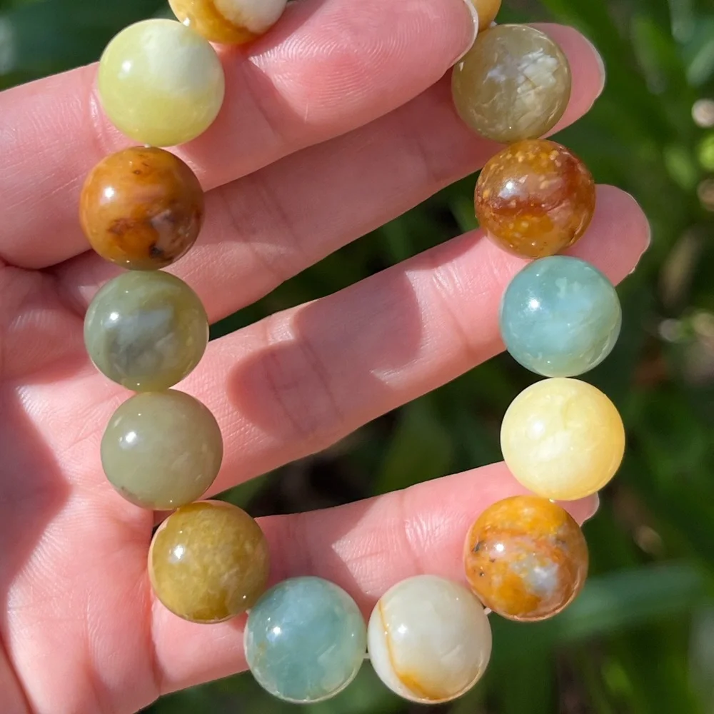 14mm stretchable multicolor Xiuyu jade bracelet‎ 1568